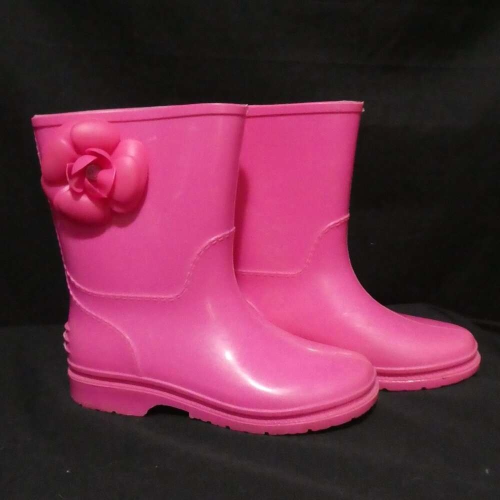 Girl's Pink Rain Boots With Flower Side On Each Boot | size 12 | Scuffed Sides